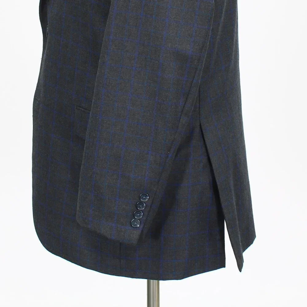 Alan Flusser 42L Gray Check 2-Button Sport Coat Blazer Jacket B490